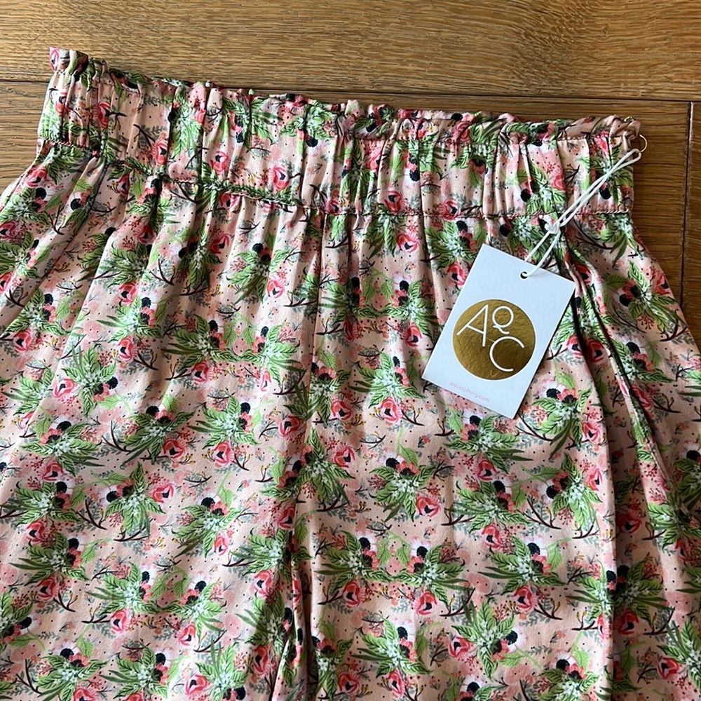 AQC silk wide leg elastic waistband pants